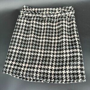 Peter Nygard Women’s 6 Black And White Acrylic Wool Pencil Skirt Pink Lined